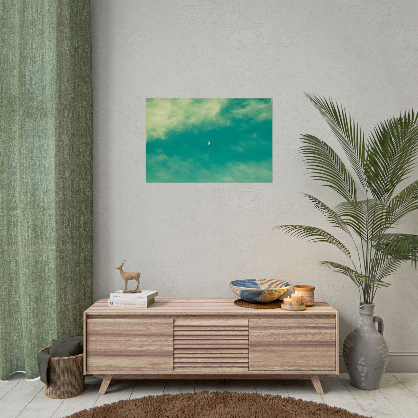 'Once in a Blue Moon' Dreamy Moonlit Sky Rolled Poster - Tranquil Wall Decor for Home or Office