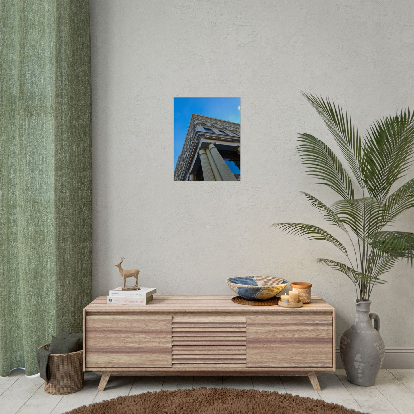 'High Skies'  Architectural Rolled Poster - Stunning Column View for Home Decor